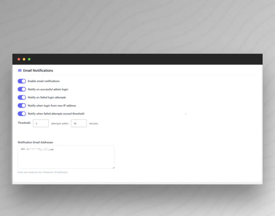 لقطة من إضافة AccessTrail – Admin Login & Security Monitor