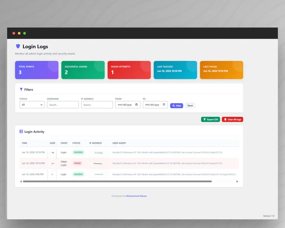 لقطة من إضافة AccessTrail – Admin Login & Security Monitor