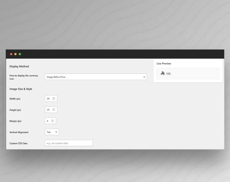 Custom Currency Icon for WooCommerce screenshot
