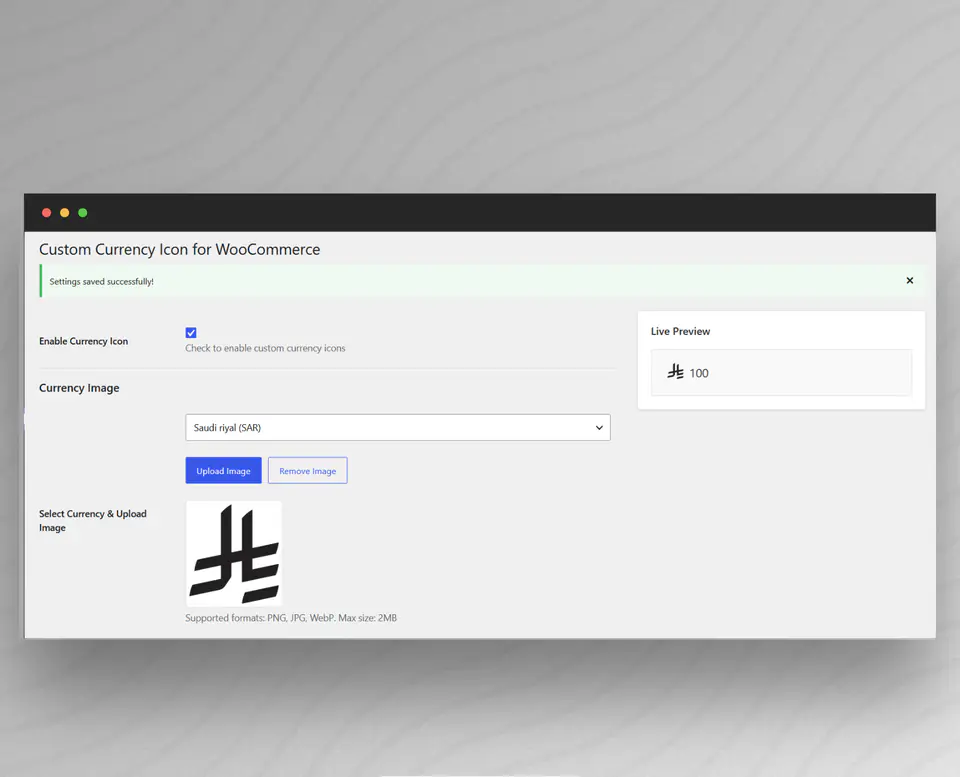 Custom Currency Icon for WooCommerce screenshot