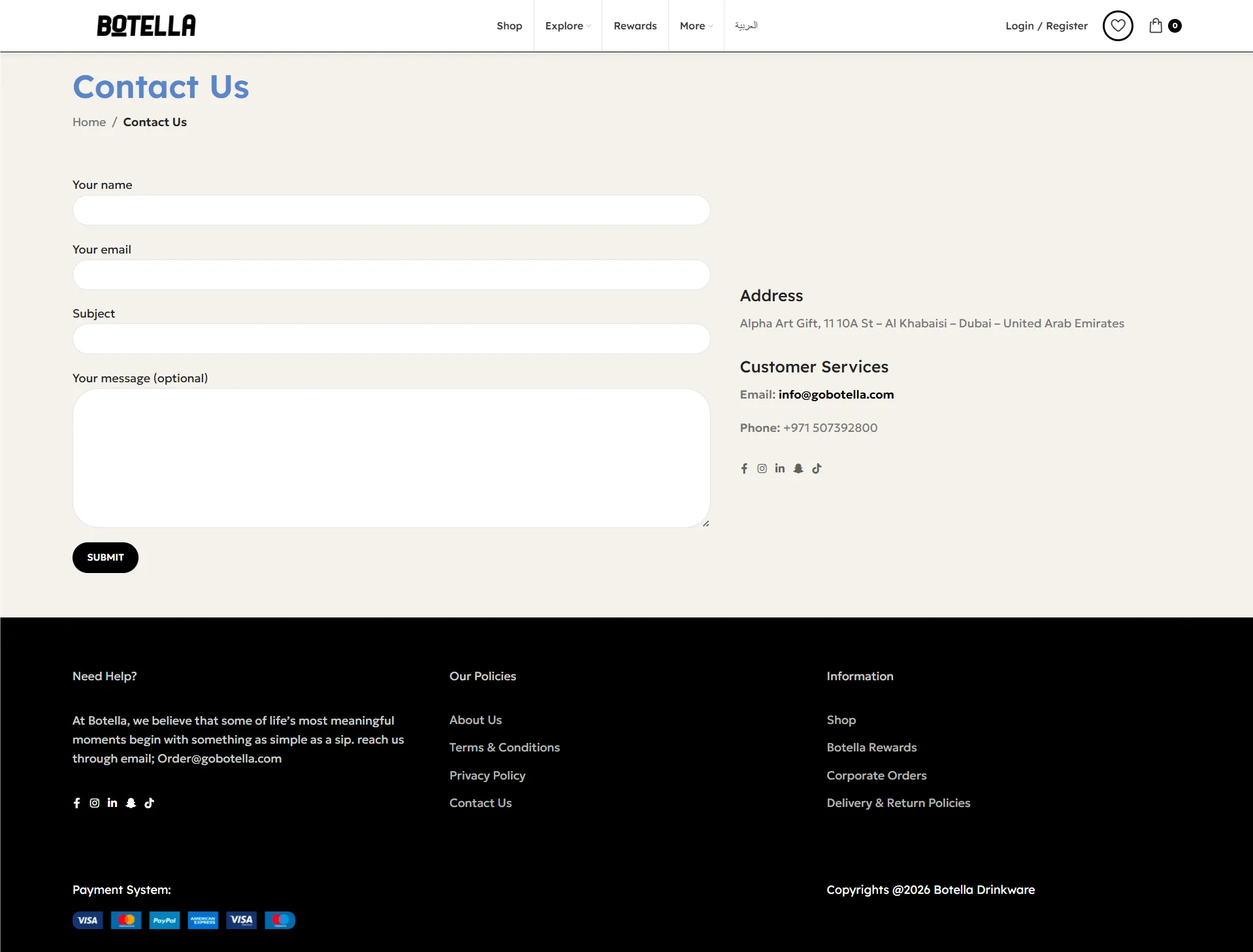Botella Water Bottles Store screenshot