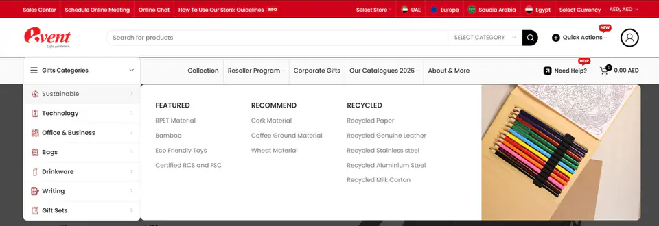 EventGift UAE – Header & Navigation
