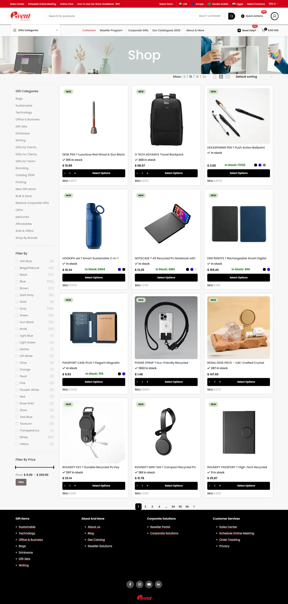 EventGift UAE – Shop / Catalog Navigation