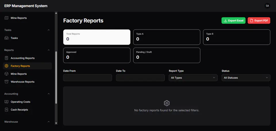 Factory Management - Factory Reports 2