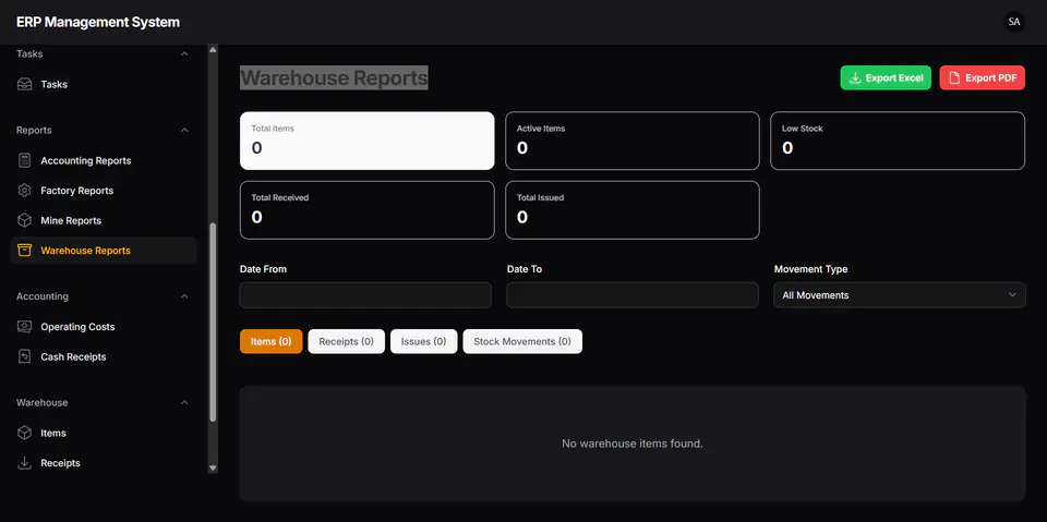 Warehouse Management - Warehouse Reports