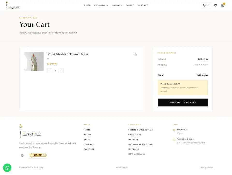 Mariam Fathy Shop — السلة — الإنجليزية