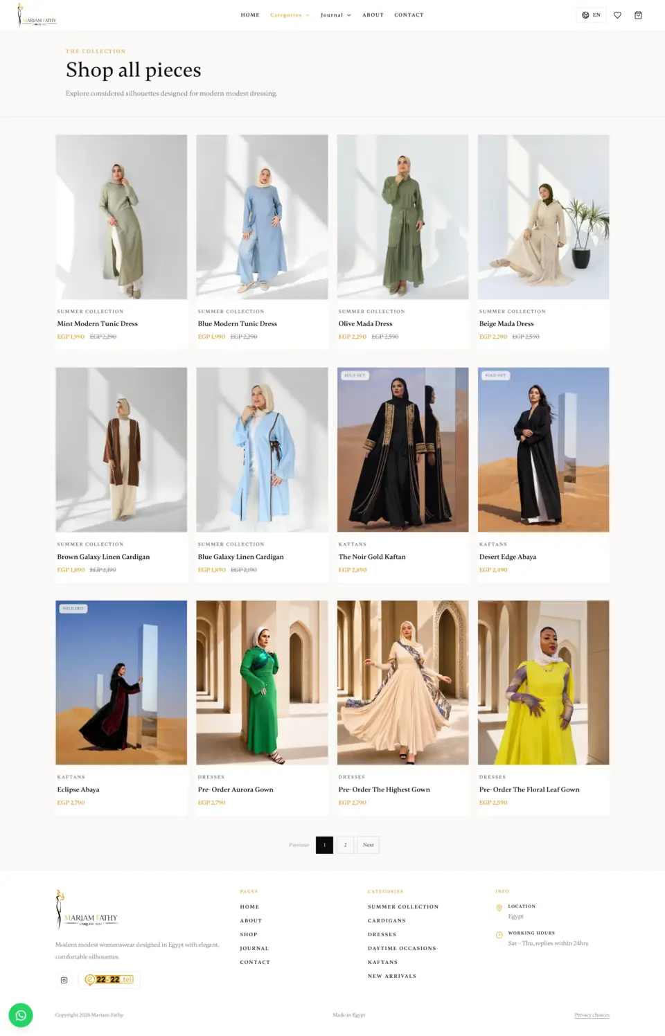 Mariam Fathy Shop — صفحة المتجر — الإنجليزية