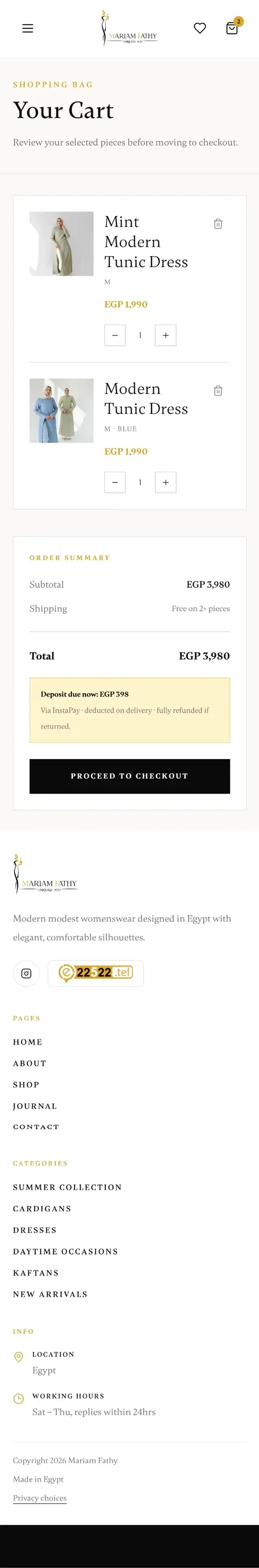 Mariam Fathy Shop — عرض السلة الكامل — الإنجليزية على الموبايل