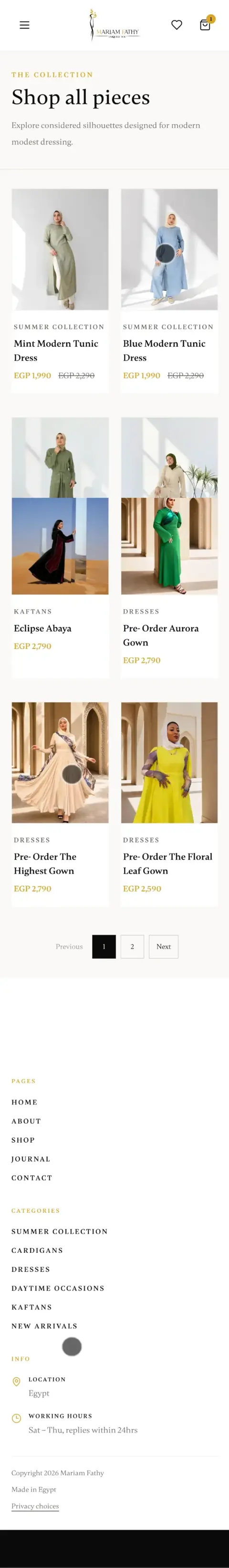 Mariam Fathy Shop — صفحة المتجر — الإنجليزية على الموبايل