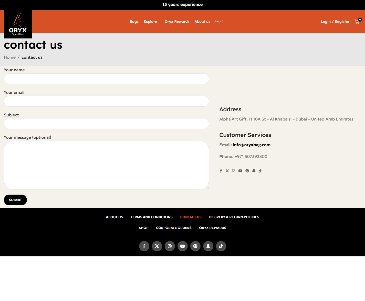 Contact Page — English